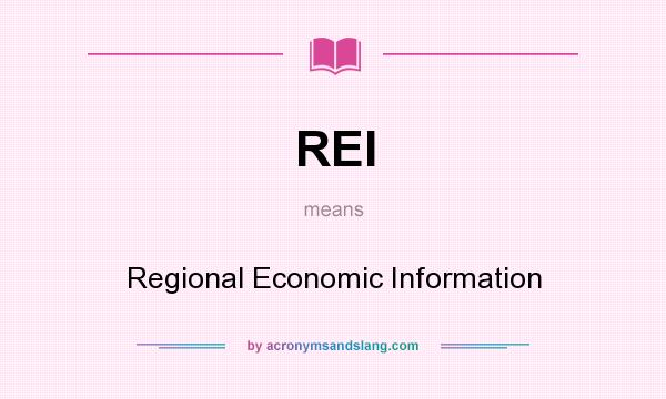 What does REI mean? It stands for Regional Economic Information