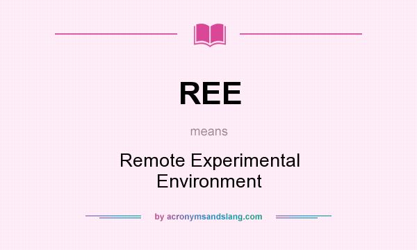 What does REE mean? It stands for Remote Experimental Environment