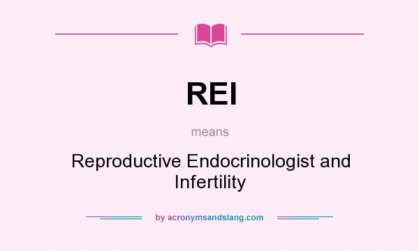 What does REI mean? It stands for Reproductive Endocrinologist and Infertility