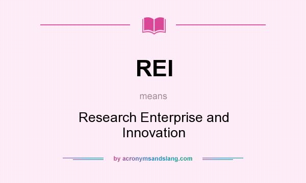 What does REI mean? It stands for Research Enterprise and Innovation