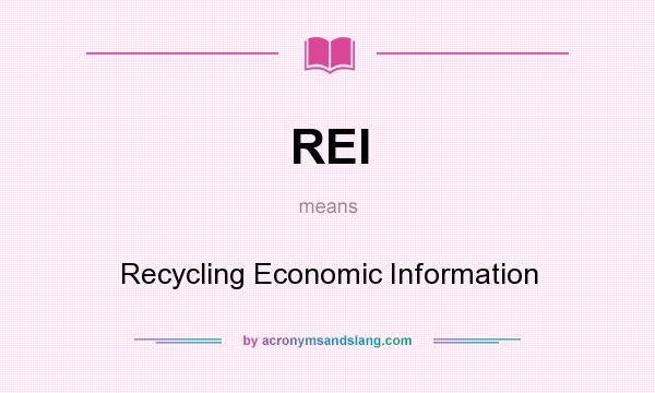 What does REI mean? It stands for Recycling Economic Information