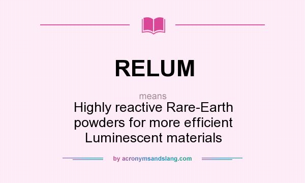 What does RELUM mean? It stands for Highly reactive Rare-Earth powders for more efficient Luminescent materials