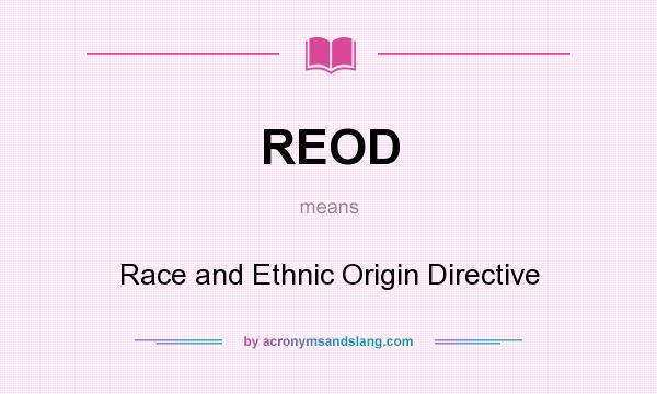 What does REOD mean? It stands for Race and Ethnic Origin Directive