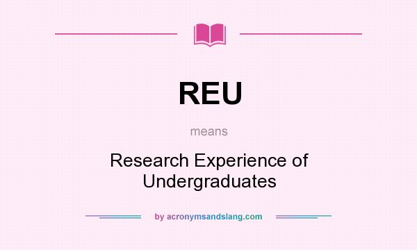 What does REU mean? It stands for Research Experience of Undergraduates