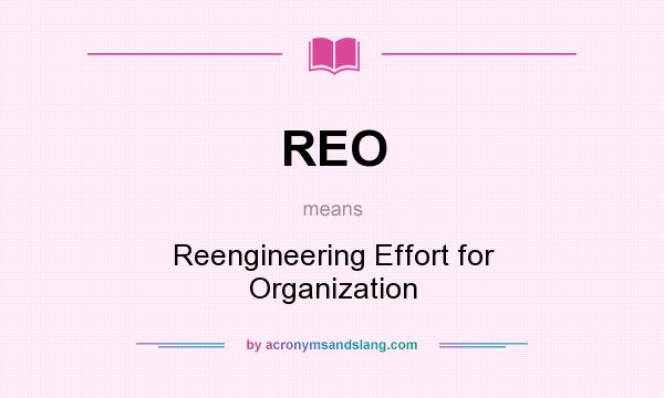 What does REO mean? It stands for Reengineering Effort for Organization