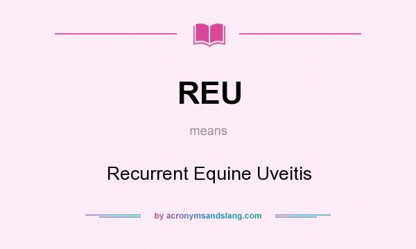 What does REU mean? It stands for Recurrent Equine Uveitis