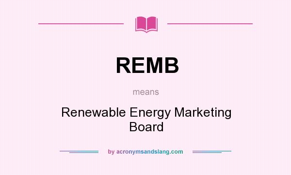 What does REMB mean? It stands for Renewable Energy Marketing Board
