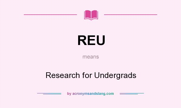 What does REU mean? It stands for Research for Undergrads