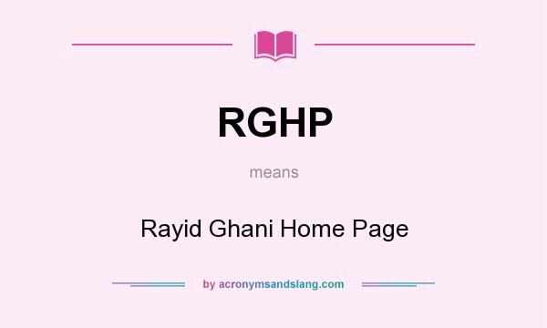 What does RGHP mean? It stands for Rayid Ghani Home Page