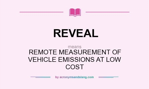 What does REVEAL mean? It stands for REMOTE MEASUREMENT OF VEHICLE EMISSIONS AT LOW COST