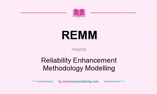 What does REMM mean? It stands for Reliability Enhancement Methodology Modelling