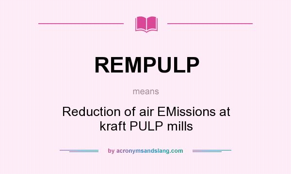 What does REMPULP mean? It stands for Reduction of air EMissions at kraft PULP mills