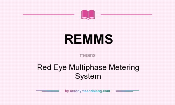 What does REMMS mean? It stands for Red Eye Multiphase Metering System