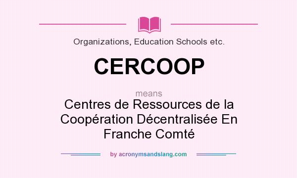 What does CERCOOP mean? It stands for Centres de Ressources de la Coopération Décentralisée En Franche Comté