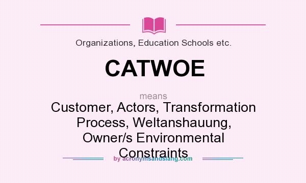 What does CATWOE mean? It stands for Customer, Actors, Transformation Process, Weltanshauung, Owner/s Environmental Constraints