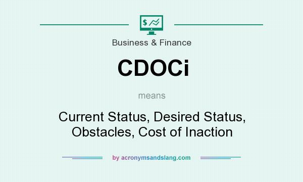 What does CDOCi mean? It stands for Current Status, Desired Status, Obstacles, Cost of Inaction