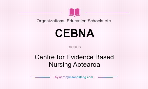 What does CEBNA mean? It stands for Centre for Evidence Based Nursing Aotearoa