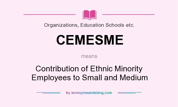 What does CEMESME mean? It stands for Contribution of Ethnic Minority Employees to Small and Medium
