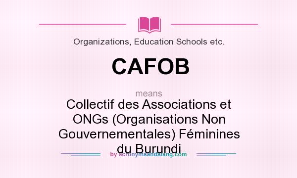 What does CAFOB mean? It stands for Collectif des Associations et ONGs (Organisations Non Gouvernementales) Féminines du Burundi