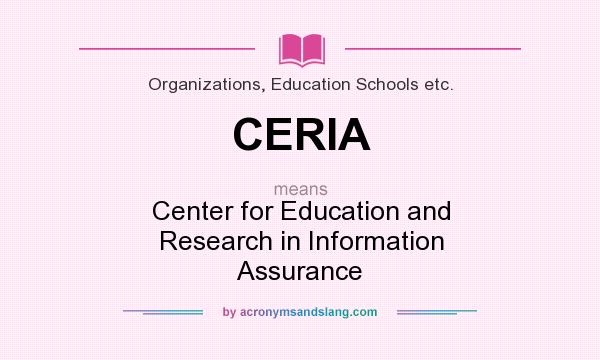 What does CERIA mean? It stands for Center for Education and Research in Information Assurance
