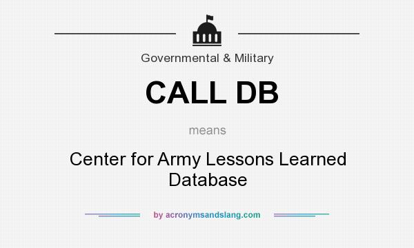 What does CALL DB mean? It stands for Center for Army Lessons Learned Database