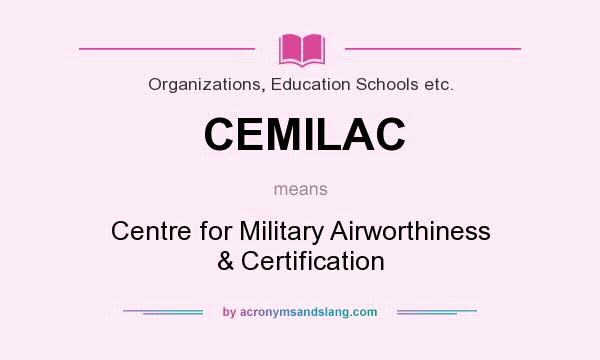 What does CEMILAC mean? It stands for Centre for Military Airworthiness & Certification