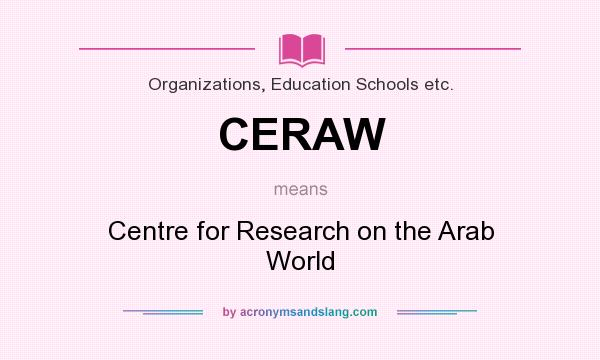 What does CERAW mean? It stands for Centre for Research on the Arab World