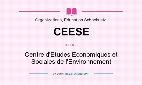 What does CEESE mean? It stands for Centre d`Etudes Economiques et Sociales de l`Environnement