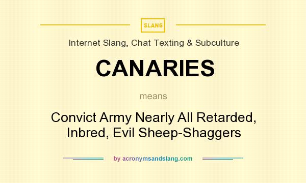 What does CANARIES mean? It stands for Convict Army Nearly All Retarded, Inbred, Evil Sheep-Shaggers