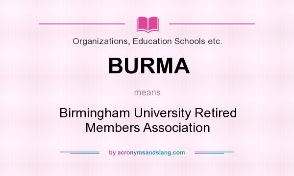 What does BURMA mean? It stands for Birmingham University Retired Members Association