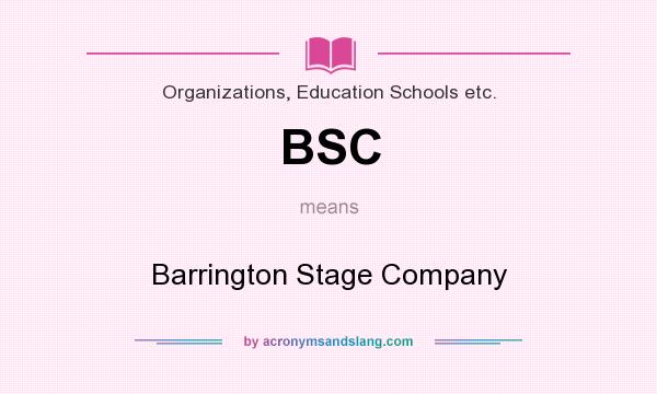 What does BSC mean? It stands for Barrington Stage Company