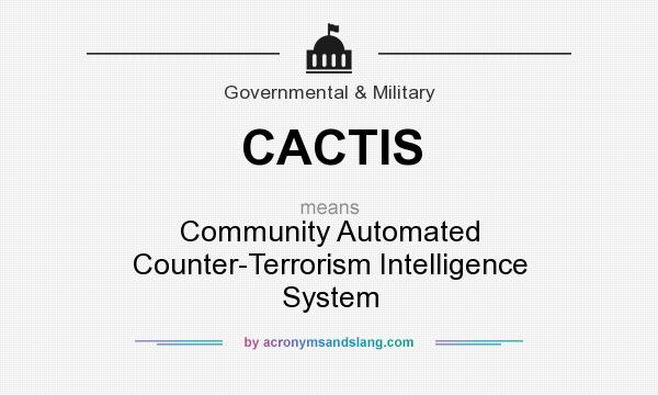 What does CACTIS mean? It stands for Community Automated Counter-Terrorism Intelligence System