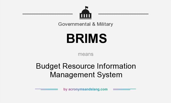 What does BRIMS mean? It stands for Budget Resource Information Management System