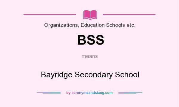 What does BSS mean? It stands for Bayridge Secondary School