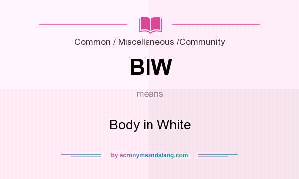 What does BIW mean? It stands for Body in White