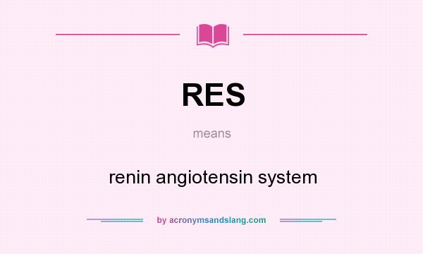 What does RES mean? It stands for renin angiotensin system
