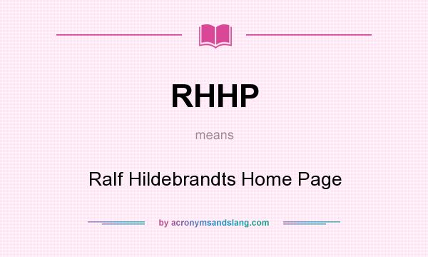 What does RHHP mean? It stands for Ralf Hildebrandts Home Page