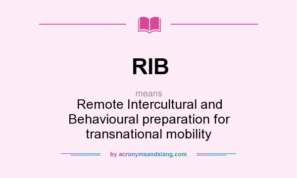 What does RIB mean? It stands for Remote Intercultural and Behavioural preparation for transnational mobility