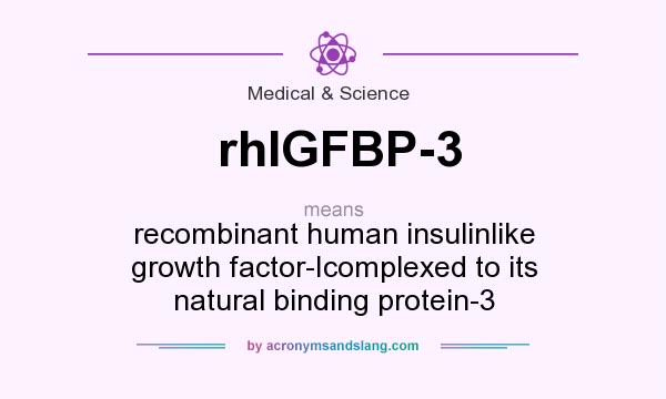 What does rhIGFBP-3 mean? It stands for recombinant human insulinlike growth factor-Icomplexed to its natural binding protein-3