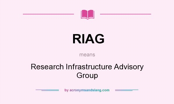 What does RIAG mean? It stands for Research Infrastructure Advisory Group