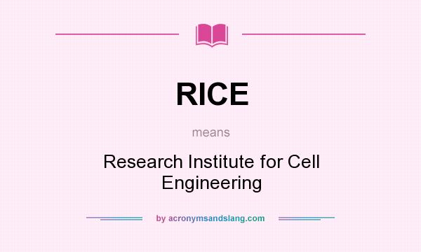 What does RICE mean? It stands for Research Institute for Cell Engineering