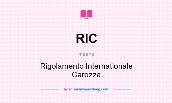 What does RIC mean? It stands for Rigolamento Internationale Carozza