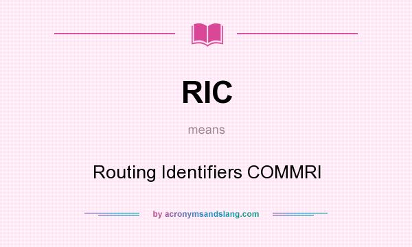 What does RIC mean? It stands for Routing Identifiers COMMRI