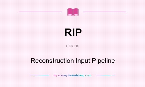 What does RIP mean? It stands for Reconstruction Input Pipeline
