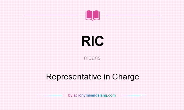 What does RIC mean? It stands for Representative in Charge