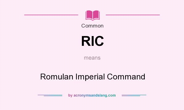 What does RIC mean? It stands for Romulan Imperial Command