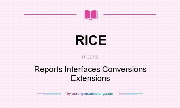 What does RICE mean? It stands for Reports Interfaces Conversions Extensions