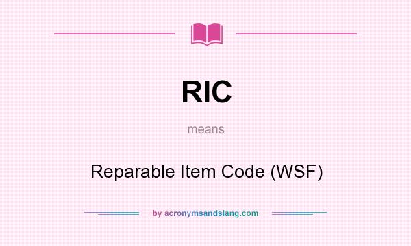 What does RIC mean? It stands for Reparable Item Code (WSF)