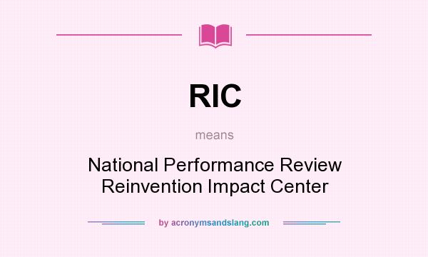 What does RIC mean? It stands for National Performance Review Reinvention Impact Center
