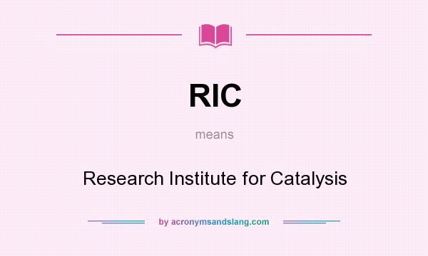 What does RIC mean? It stands for Research Institute for Catalysis